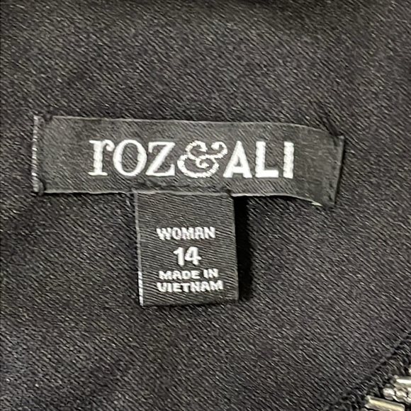 Roz & Ali Womens Black Floral Embroidered Stitched Sheath Dress Size 14 - Picture 11 of 12